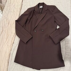 Christine Andrew Brown Double-Breasted Oversized Blazer